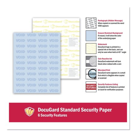 Docugard Security Paper, 8.5x11, Blue, PK500 04541